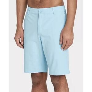 GoodFellow Size 33 Men's UPF 50+ Hybrid Swim Shorts- NWT Light Blue 9" Inseam